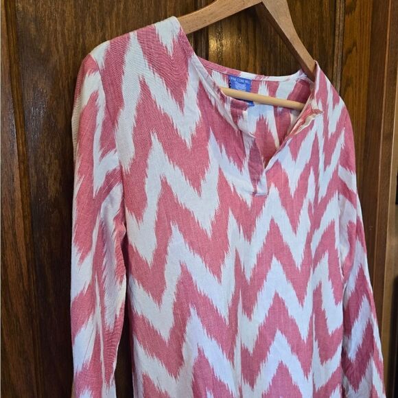 Pine Cone Hill Fine Linens Caftan Beach Cover Nightgown  XSMALL Pink Zig Zag - Picture 6 of 14